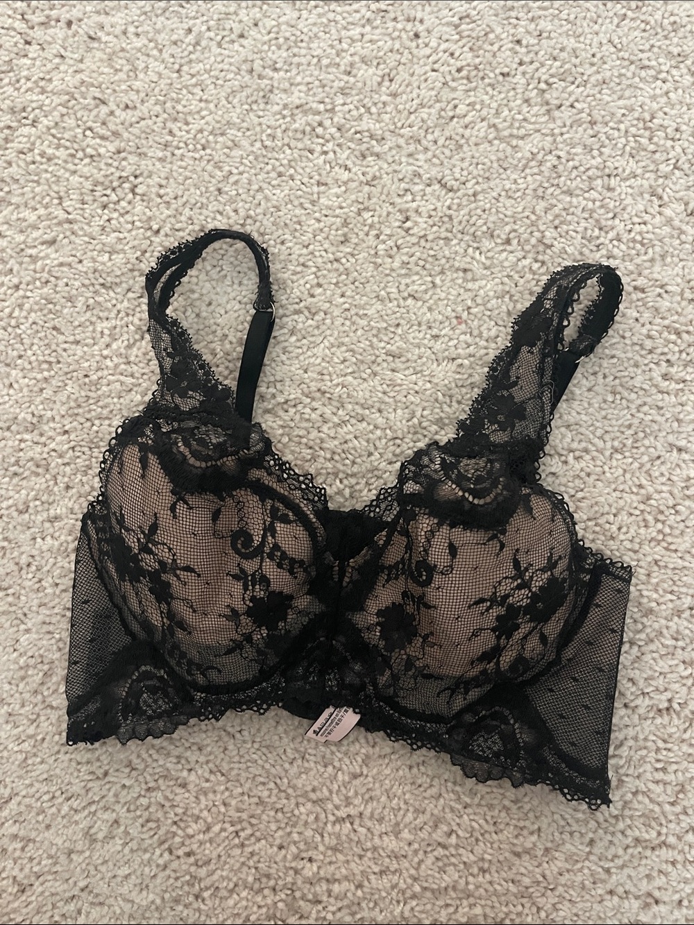Victoria's Secret Black Lace Longline Underwire Bra